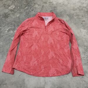 IBKUL BTB Snake Mock Neck Top Size L Coral Tonal Long Sleeve Womens Golf Shirt